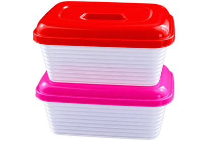Premium Red and Pink Rectangular Food Storage Container Set - Airtight Leakproof BPA Free Kitchen Organizers with Vibrant Lids