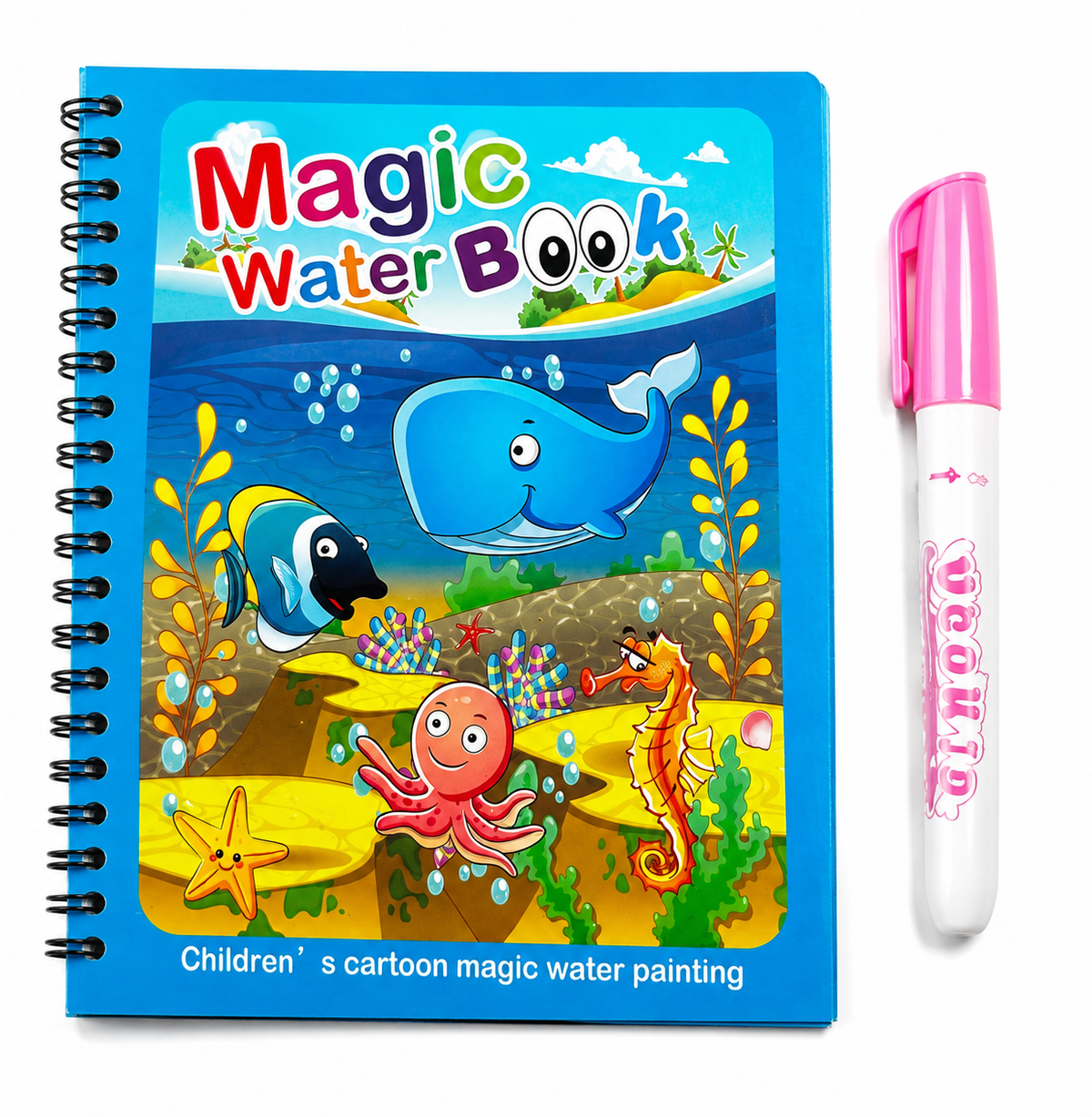 Magic Water Drawing Book for Kids - Reusable Water Painting Coloring Book with Refillable Magic Pen, No Ink No Mess Educational Toy