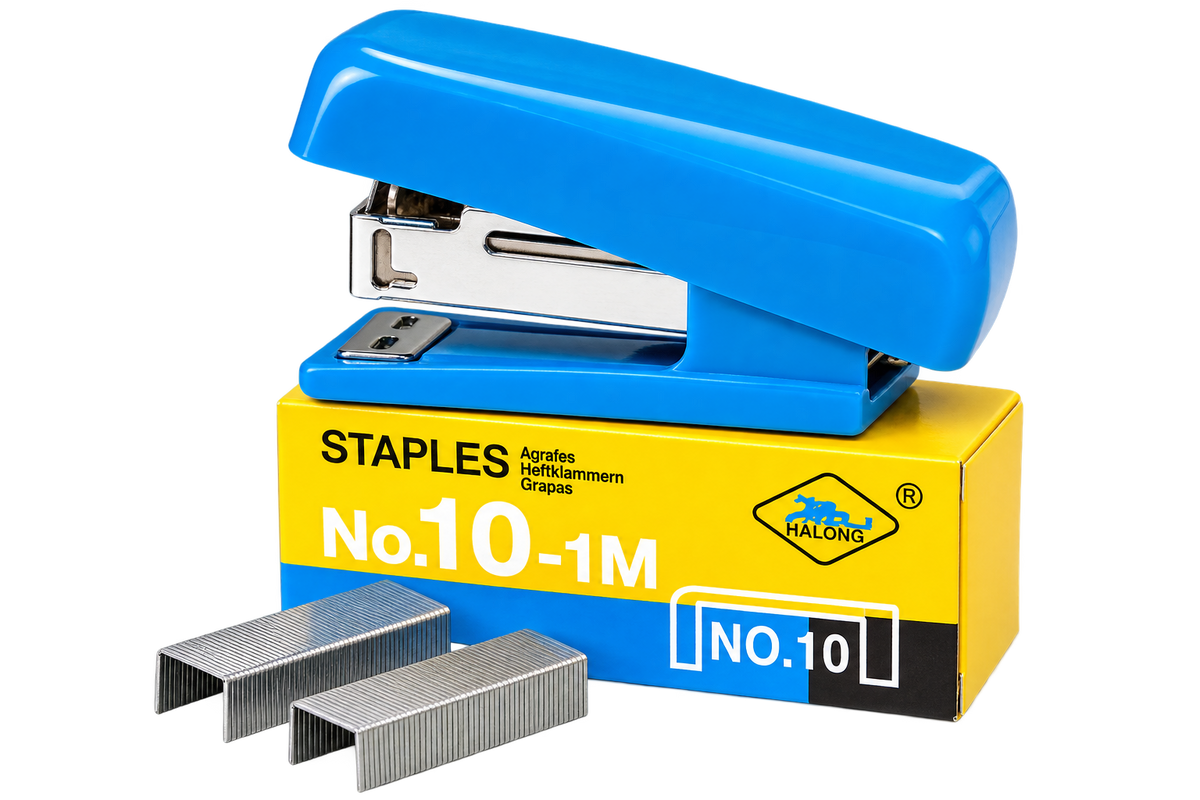 Mini Stapler Set with No. 10-1M Staples - Portable Small Pocket Stapler with Refill Staples for School, Office & Home Use