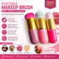 Portable Capsule Makeup Brush Set - Cute Mini Travel Foundation, Blush & Powder Brush with Protective Cover
