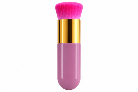Portable Capsule Makeup Brush Set - Cute Mini Travel Foundation, Blush & Powder Brush with Protective Cover
