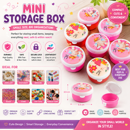 Mini Plastic Storage Box Set - Cute Round Multipurpose Small Container Organizer with Lid for Jewellery, Stationery, Pills & Tiny Items