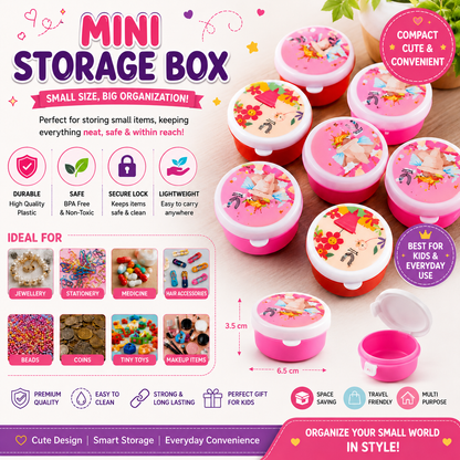 Mini Plastic Storage Box Set - Cute Round Multipurpose Small Container Organizer with Lid for Jewellery, Stationery, Pills & Tiny Items