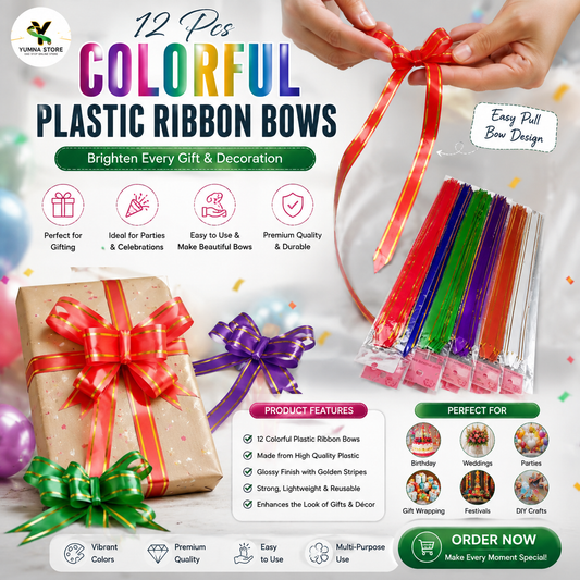 Colorful Plastic Ribbon Bows Set - Pull String Flower Ribbons for Gift Wrapping, Wedding Car & Birthday Party Decoration