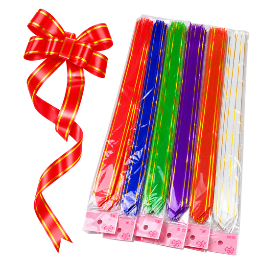 Colorful Plastic Ribbon Bows Set - Pull String Flower Ribbons for Gift Wrapping, Wedding Car & Birthday Party Decoration