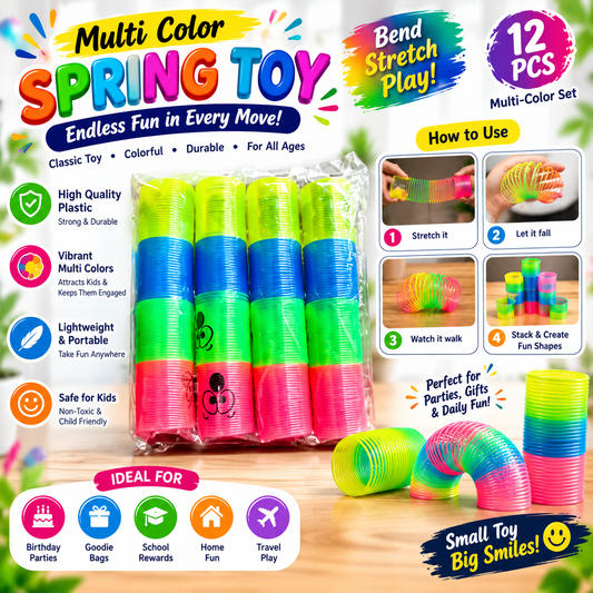 Multi-Color Magic Spring Toy Set - Colorful Plastic Stretchable Slinky Spring Toys for Kids, Party Favors & Sensory Play