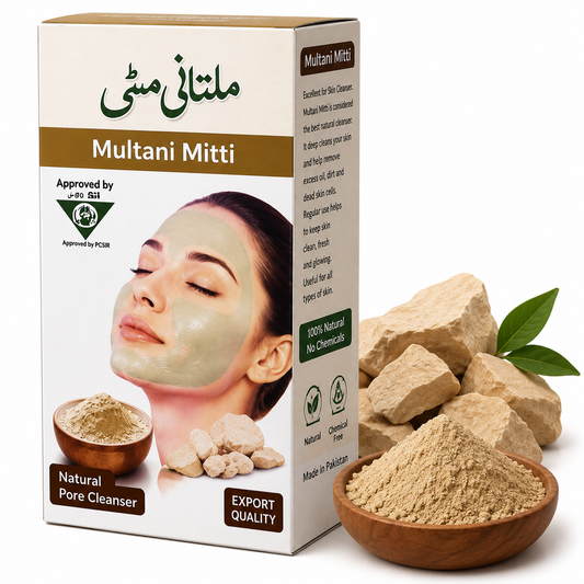 Natural Multani Mitti Face Pack Powder - Pure Fuller's Earth Clay for Oil Control, Acne Treatment & Glowing Skincare