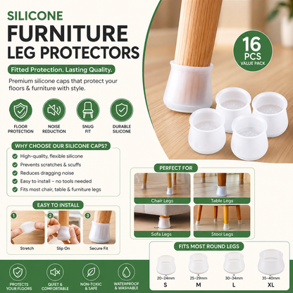 Silicone Furniture Chair Legs Protectors Covers Silicon Chair Leg Caps Round & Square Table Feet Cover Anti-Slip Floor Protection Cover Prevents Scratches And Noise, Give Good Protection To Floor Protector Chair Legs Rubber