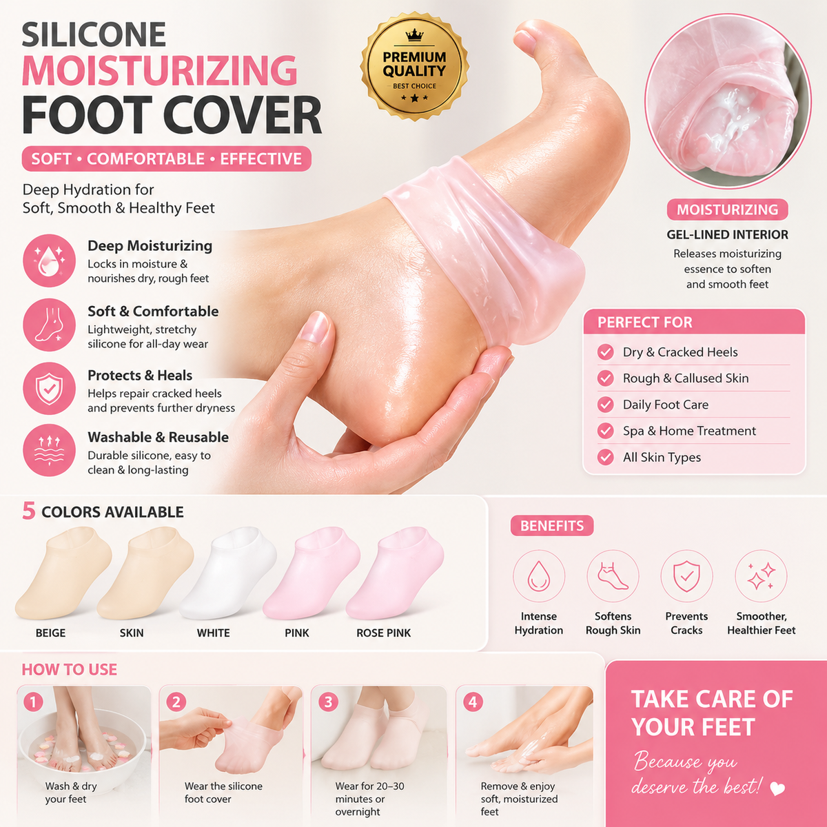 Silicone Gel Heel Pad Socks For Pain Relief And Anti Crack Heel 1 Pair Heel Cups Heel Guards Heel Protectors Heel Sleeves For Relieve Heel Pads Cushion Heel Pain, Heal Dry Cracked Heels, Achilles Tendinitis, For Men & Women