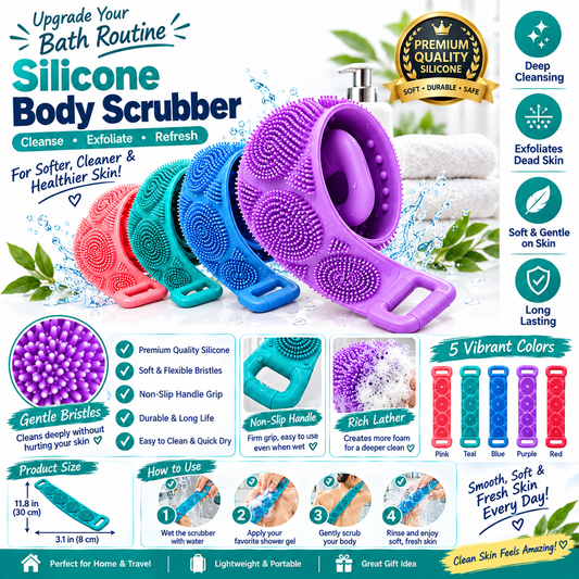 Silicone Body Scrubber Bath Belt For Men And Women Exfoliating Back Washer Shower Strap With Massage Nubs