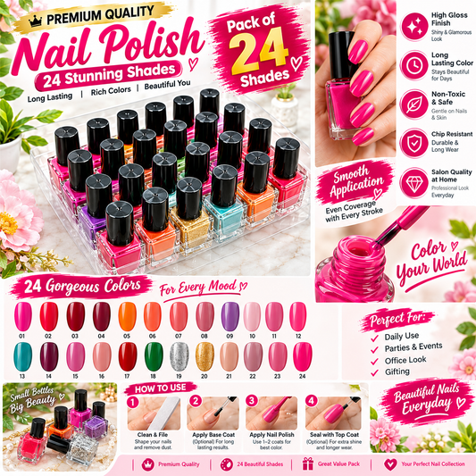 Pack of 24 Piece Peel off Nail Polish Fast Drying Long-lasting Nail Polish Removable