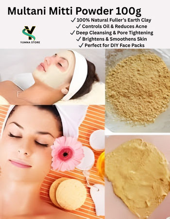 Multani Mitti Powder 100g – Natural Fuller’s Earth Clay | Face Pack for Oil Control, Acne Care & Skin Brightening – Delhi Gate Organics