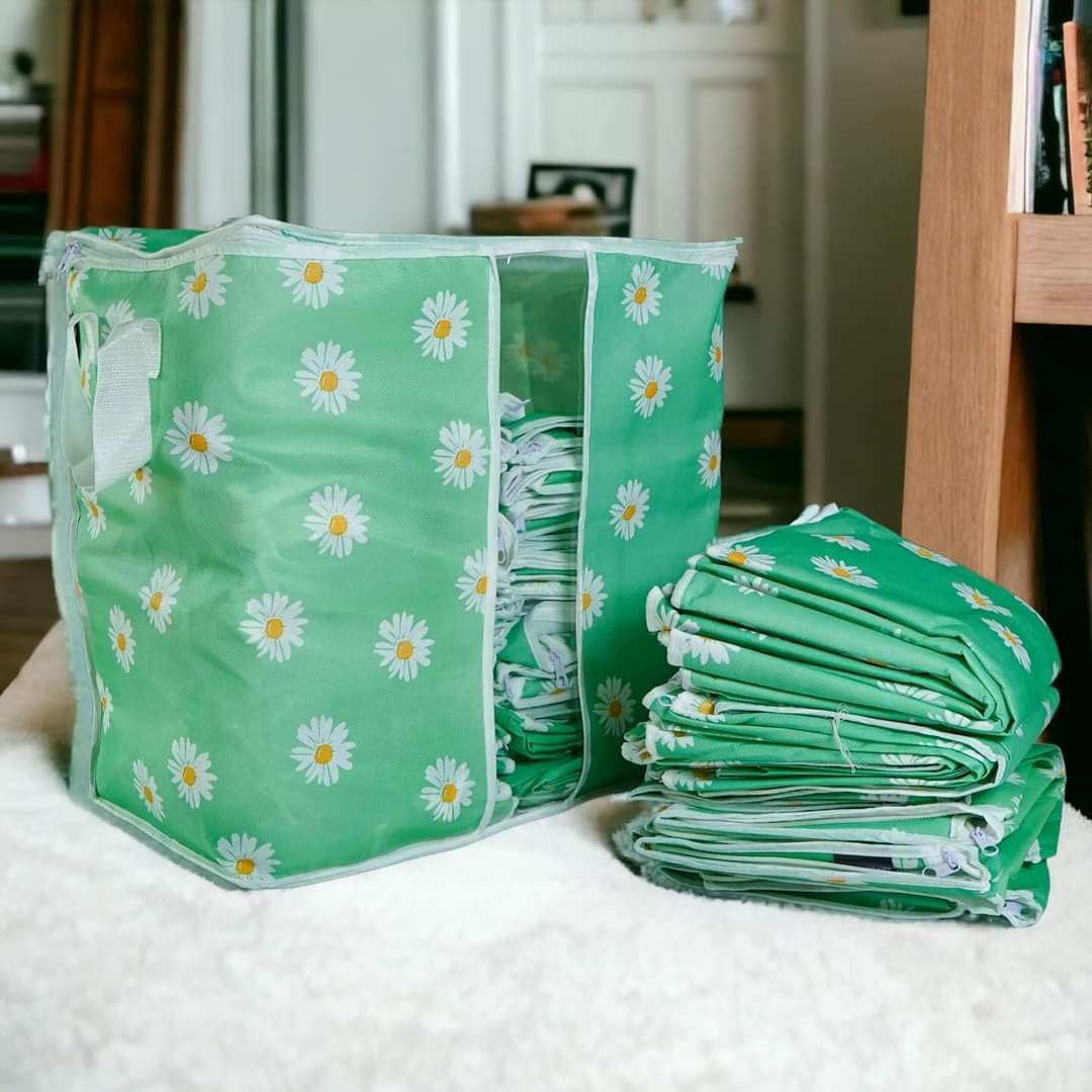 Storage Bag Large Jumbo Black with Rose Flower Design Bedroom Clothes Storage Baga,