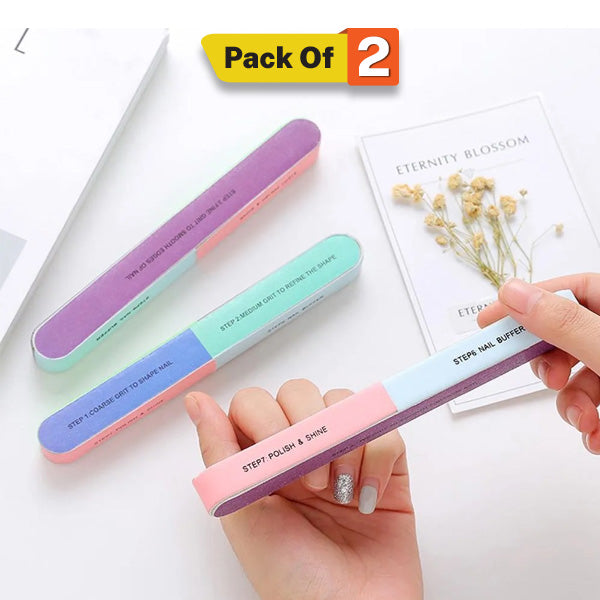 Professional 7 Way Nail Filer & Buffer Block – 7 Steps Nail Buffering Files, Washable Emery Board, Nail Filer, Nail Shiner & Polisher for Smooth, Shiny Nails, Manicure & Pedicure Tools Set for Women & Men