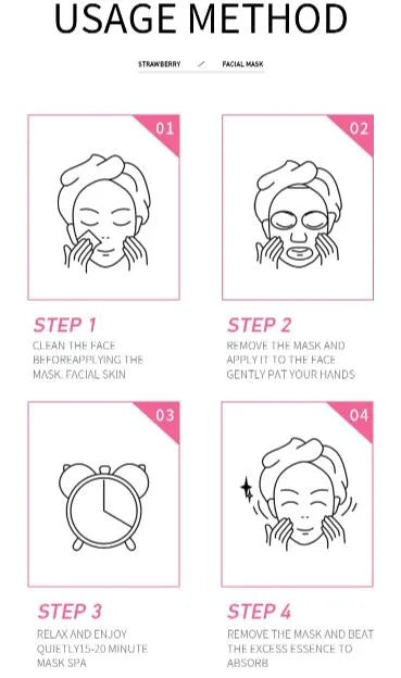 BIOAQUA Randum Pack of 5 Fruit Plant Extract Blueberry, Green tea, Freshen Orange, Strawberry, Kiwi fruit Moisturizing Brighten Facial Sheet Mask