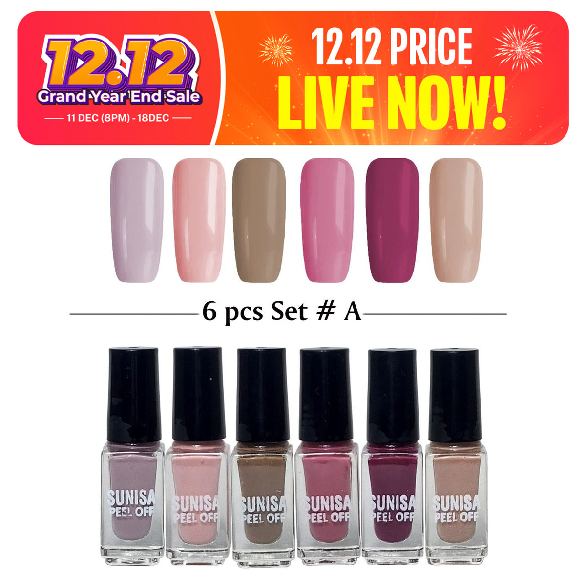 SUNISA 6 PCS Matte Liquid Peel Off Nail Polish