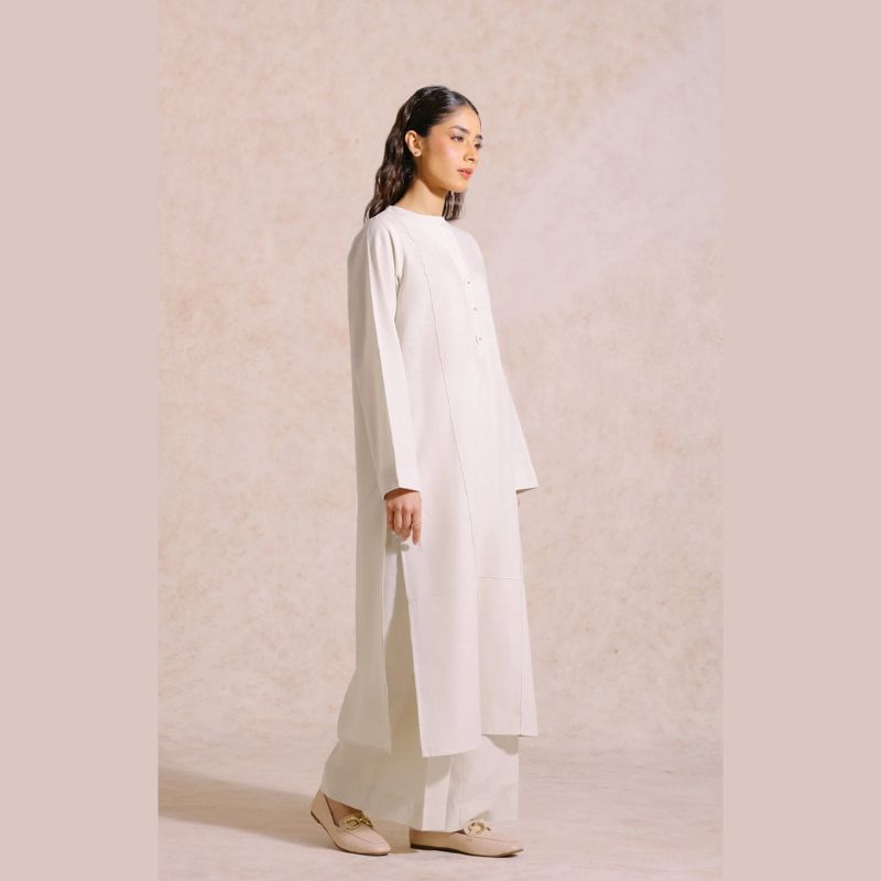 5gz Unstitched White 2-Piece Dress for Women and Girls
