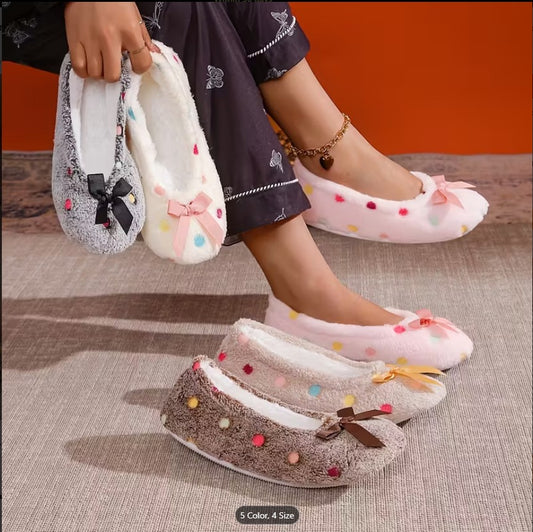 Cozy Women’s Slip-On Plush Shoes – Soft Warm Indoor Slippers (Random Colour & Design)