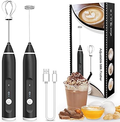 2 in 1 Rechargeable Electric Coffee Beater & Egg Whisk | 3-Speed USB Handheld Milk Frother Mixer for Cappuccino, Latte & Baking