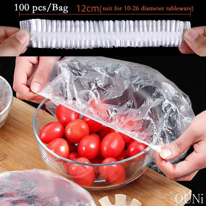 100PCS Reusable Elastic Food Storage Covers – Fresh & Safe Bowl Covers for Fruits, Vegetables & Containers