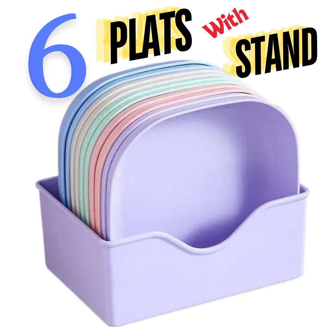 10Plates With Stand Colorful Plastic Plate Multi-function Creative Spit Bone Dish