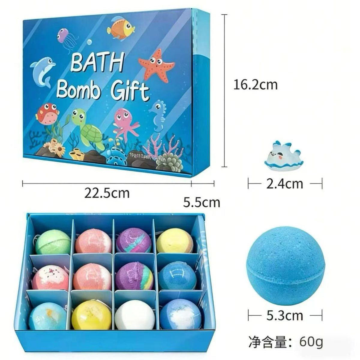 12 PCS Luxury Kids & Women Bath Bomb Gift Box | Handmade Aromatherapy Bubble Bath Fizzers with Surprise Animal Toys