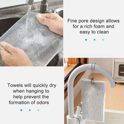 pack of 5 pcs Magic Dishcloth – Metal Wire Cleaning Cloth for Kitchen, Pots & Silver Dish Washing