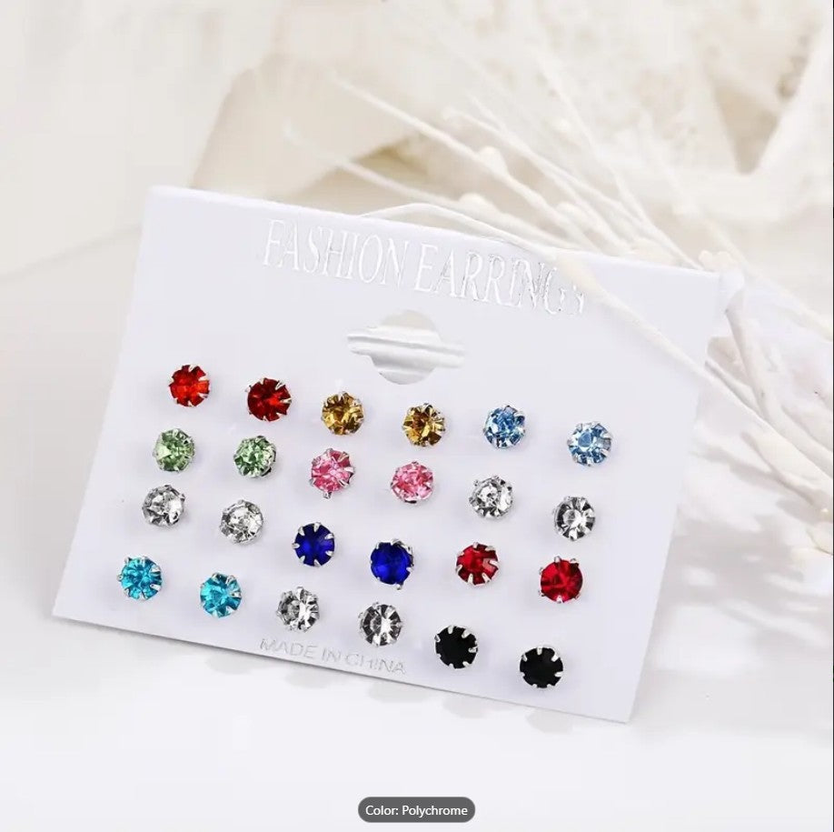Zirconia Stud Earrings Set