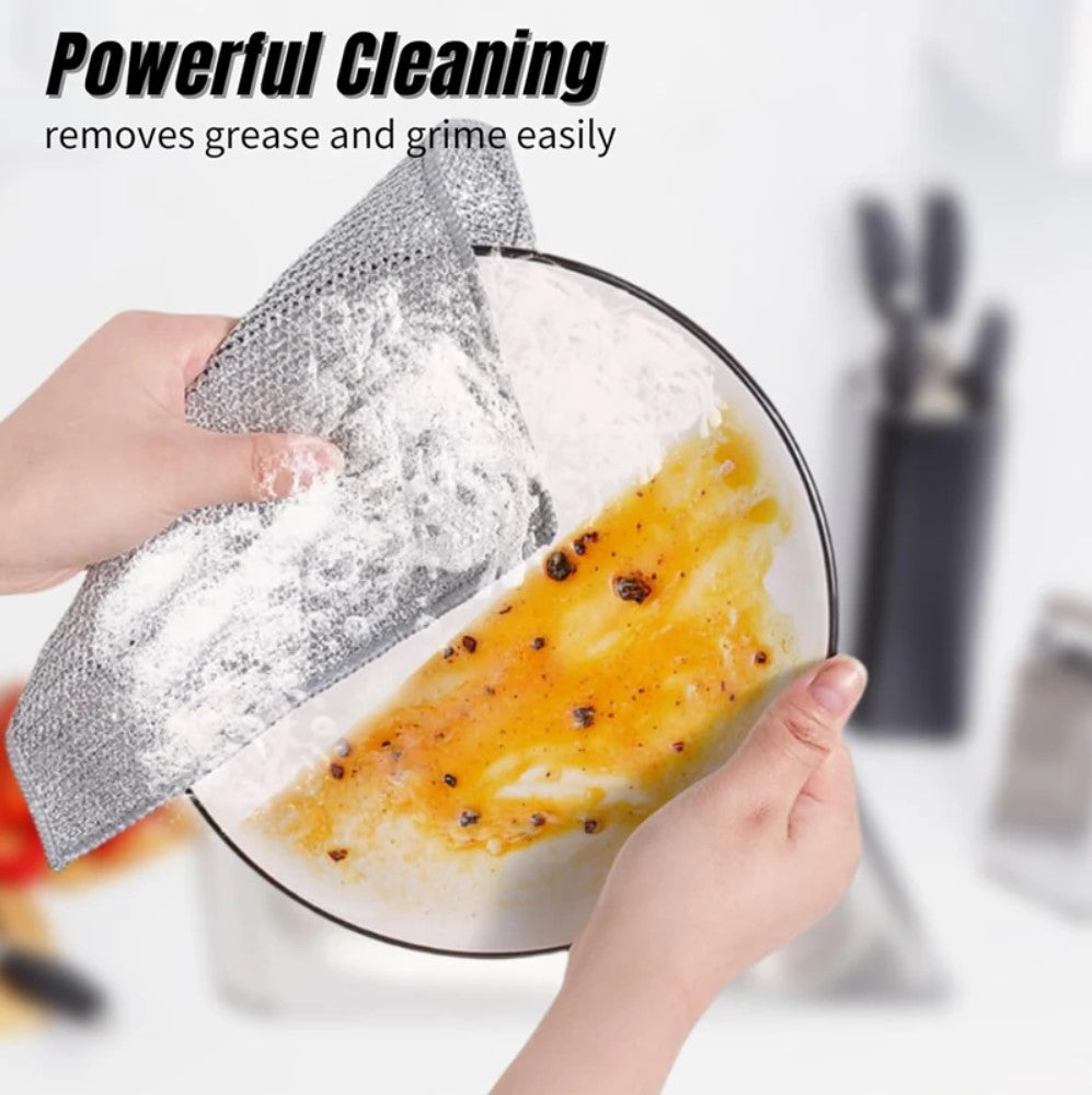 pack of 5 pcs Magic Dishcloth – Metal Wire Cleaning Cloth for Kitchen, Pots & Silver Dish Washing