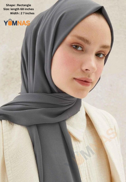 Metallic Grey Luxury Chiffon Hijab for Women & Girls