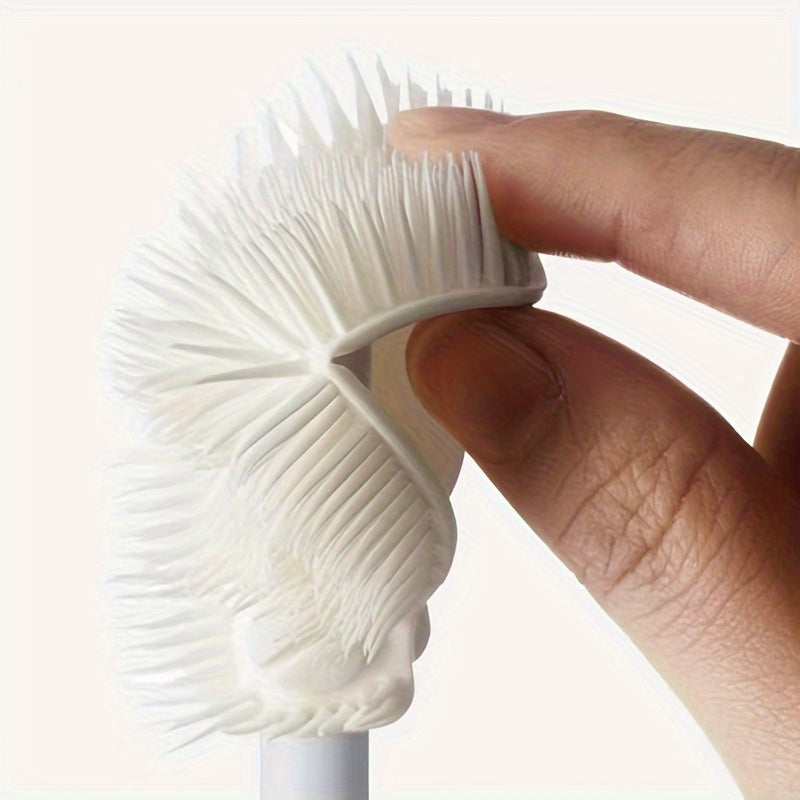 Foldable 360 degree cleaning silicone brush with long handle