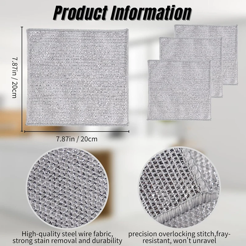 pack of 5 pcs Magic Dishcloth – Metal Wire Cleaning Cloth for Kitchen, Pots & Silver Dish Washing