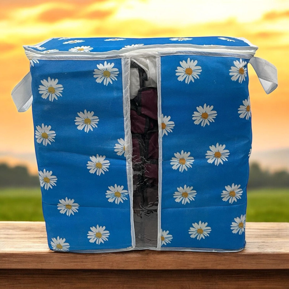Storage Bag Large Jumbo Black with Rose Flower Design Bedroom Clothes Storage Baga,