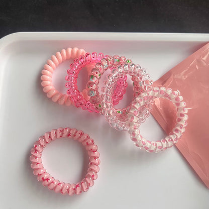 Candy-Colored Spiral Hair Ties for Women – Telephone Wire Elastic Phone Cord Hair Bands | Stylish, Tangle-Free & Gentle Hair Accessories