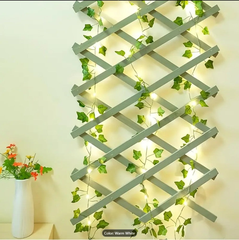 Artificial  Fairy Lights – Pothos Leaf LED String Lights | Battery Operated Greenery Decor for Bedroom, Wall, Wedding & Party Decoration