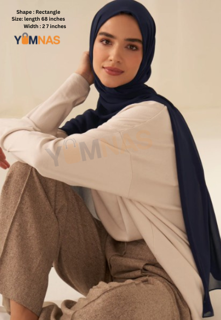 Blue Luxury Chiffon Hijab for Women & Girls