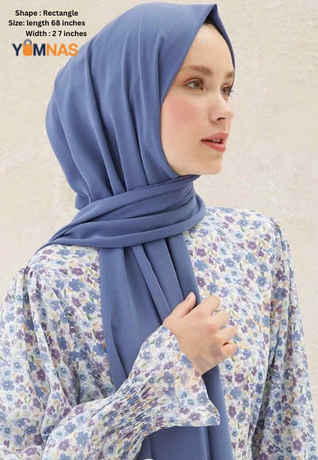 Denim Blue Luxury Chiffon Hijab for Women & Girls
