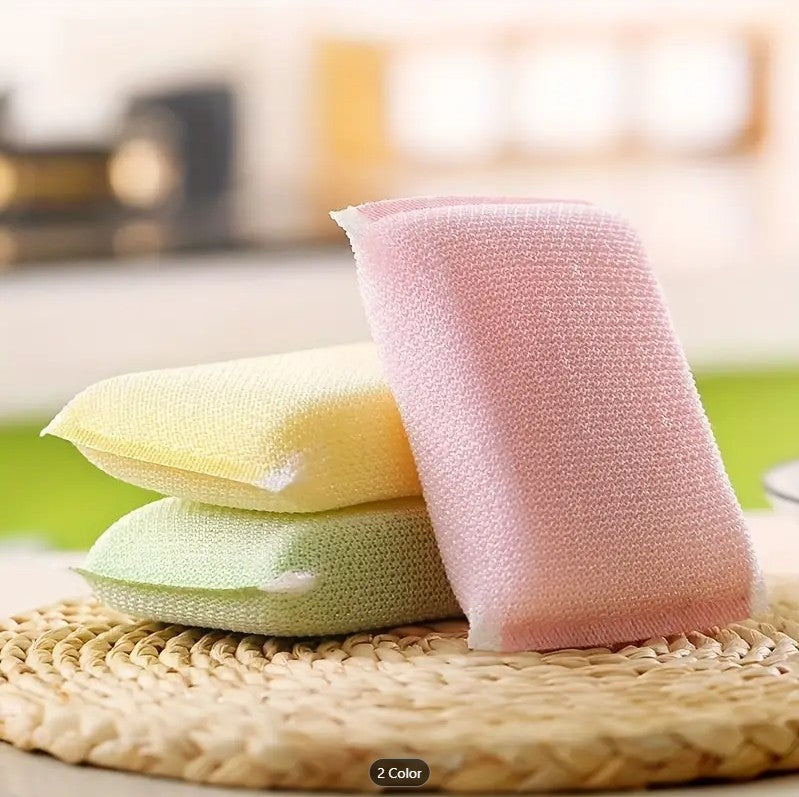 4PCS Premium Non-Scratch Kitchen Cleaning Sponges | Double-Sided Reusable Dish Scrubber Pads for Pots, Pans & Non-Stick Cookware