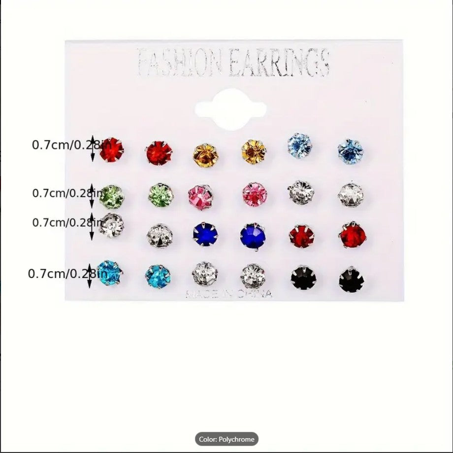 Zirconia Stud Earrings Set