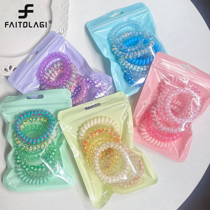 Candy-Colored Spiral Hair Ties for Women – Telephone Wire Elastic Phone Cord Hair Bands | Stylish, Tangle-Free & Gentle Hair Accessories