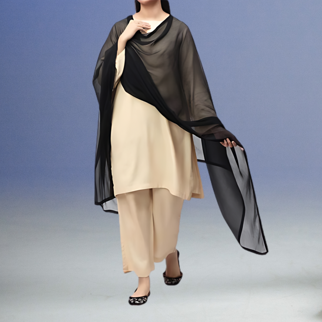 Black Crinkle Chiffon Dupatta
