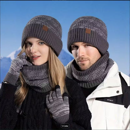 3 PCS Winter Hat & Scarf Set for Women & Men