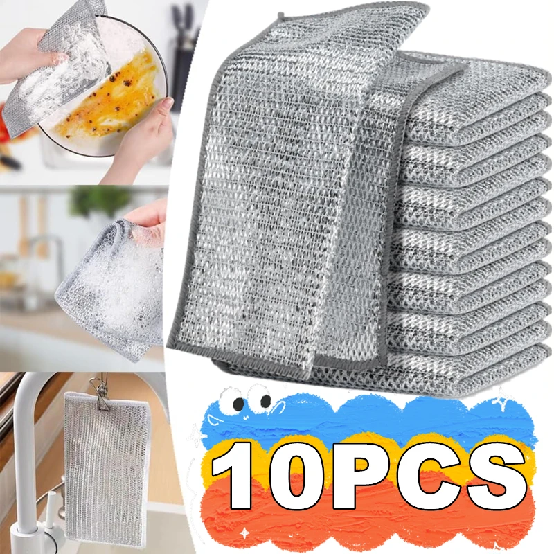 pack of 5 pcs Magic Dishcloth – Metal Wire Cleaning Cloth for Kitchen, Pots & Silver Dish Washing