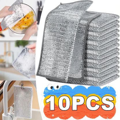 pack of 5 pcs Magic Dishcloth – Metal Wire Cleaning Cloth for Kitchen, Pots & Silver Dish Washing