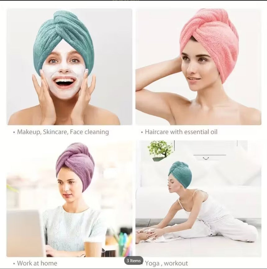 Quick-Dry Microfiber Hair Towel – Ultra Soft Turban Head Wrap for Women