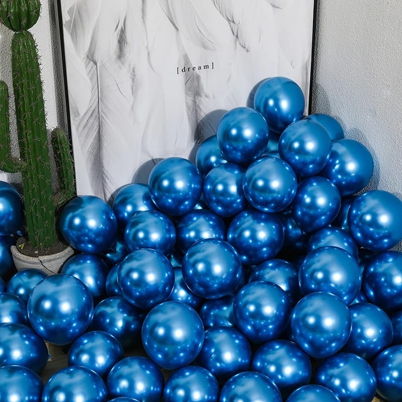 Blue Large Metallic Shiny Balloons