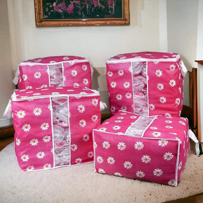 Storage Bag Large Jumbo Black with Rose Flower Design Bedroom Clothes Storage Baga,
