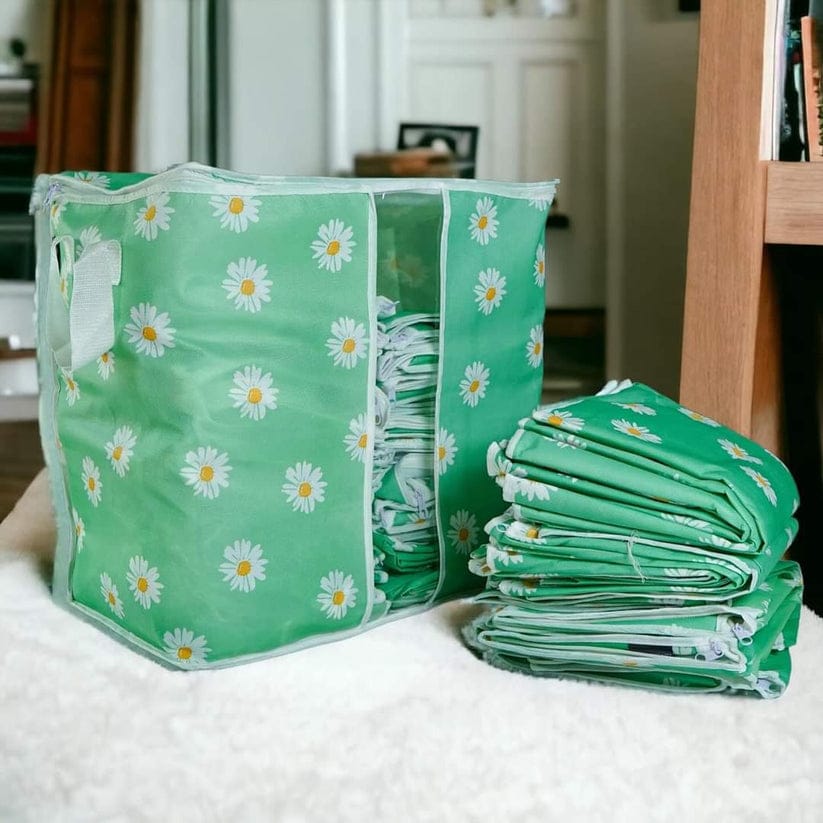 Storage Bag Large Jumbo Black with Rose Flower Design Bedroom Clothes Storage Baga,