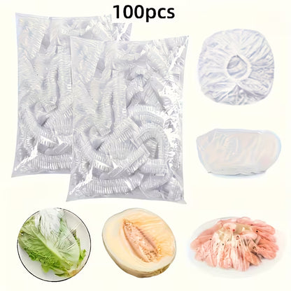 100pcs Stretchable Plastic Food Wrap Roll with Transparent Reusable Dish Covers