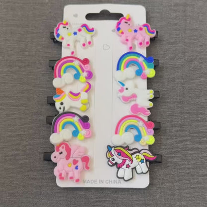 Unicorn Hair Clips Set for Girls | Cute Rainbow Cartoon Hair Accessories